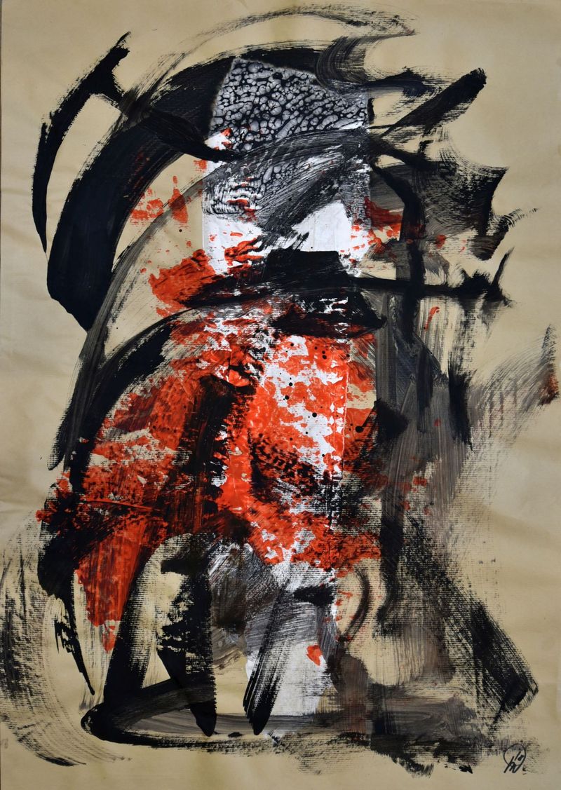 ohne Titel, 2018, Gouache auf Packpapier, 100 x 70 cm