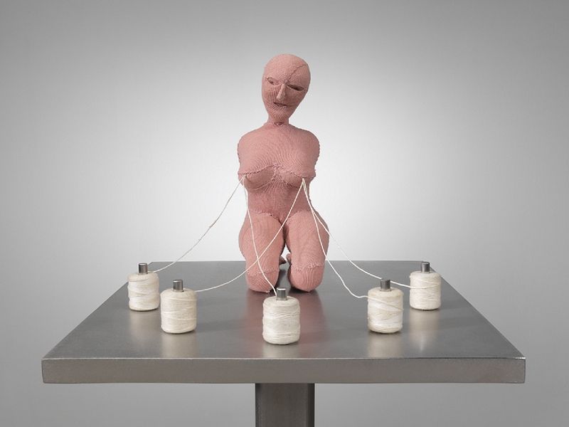 Louise Bourgeois, THE GOOD MOTHER (detail), 2003, Fabric, thread, stainless steel, wood and glass 109.2x 45.7 x 38.1cm